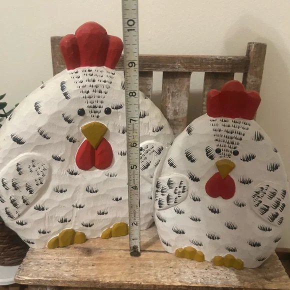 Vintage James Haddon Folk Art Rooster Chicken Set of 2 - Picture 4 of 5